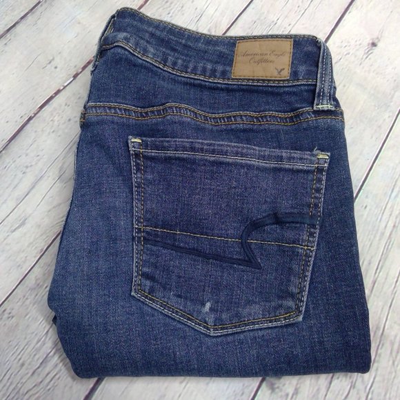 American Eagle | Dark Wash Super Stretch Skinny Jeans Size 6 Short - Picture 3 of 5